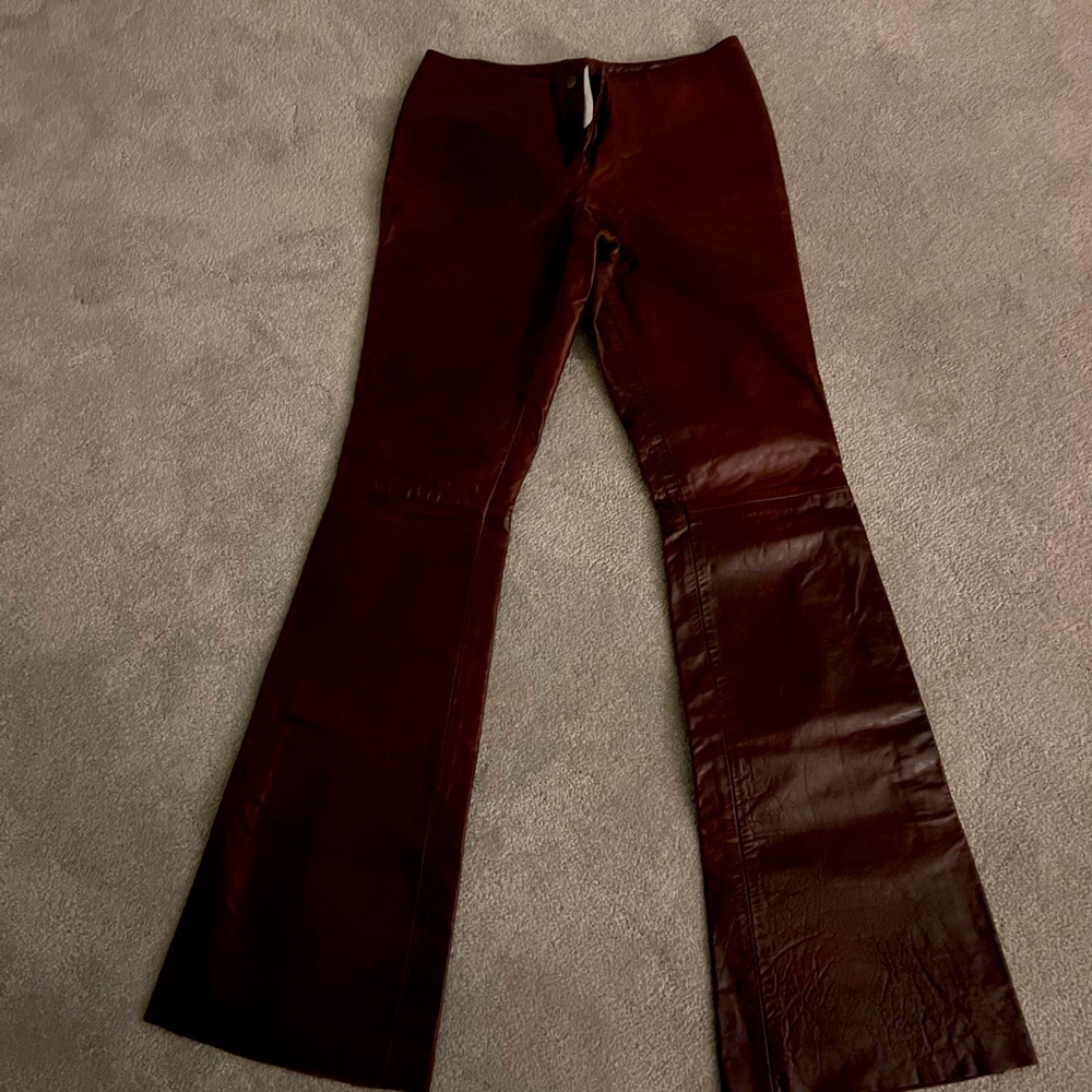 Rachelle Original Leather Shop vintage burgundy leather pant.